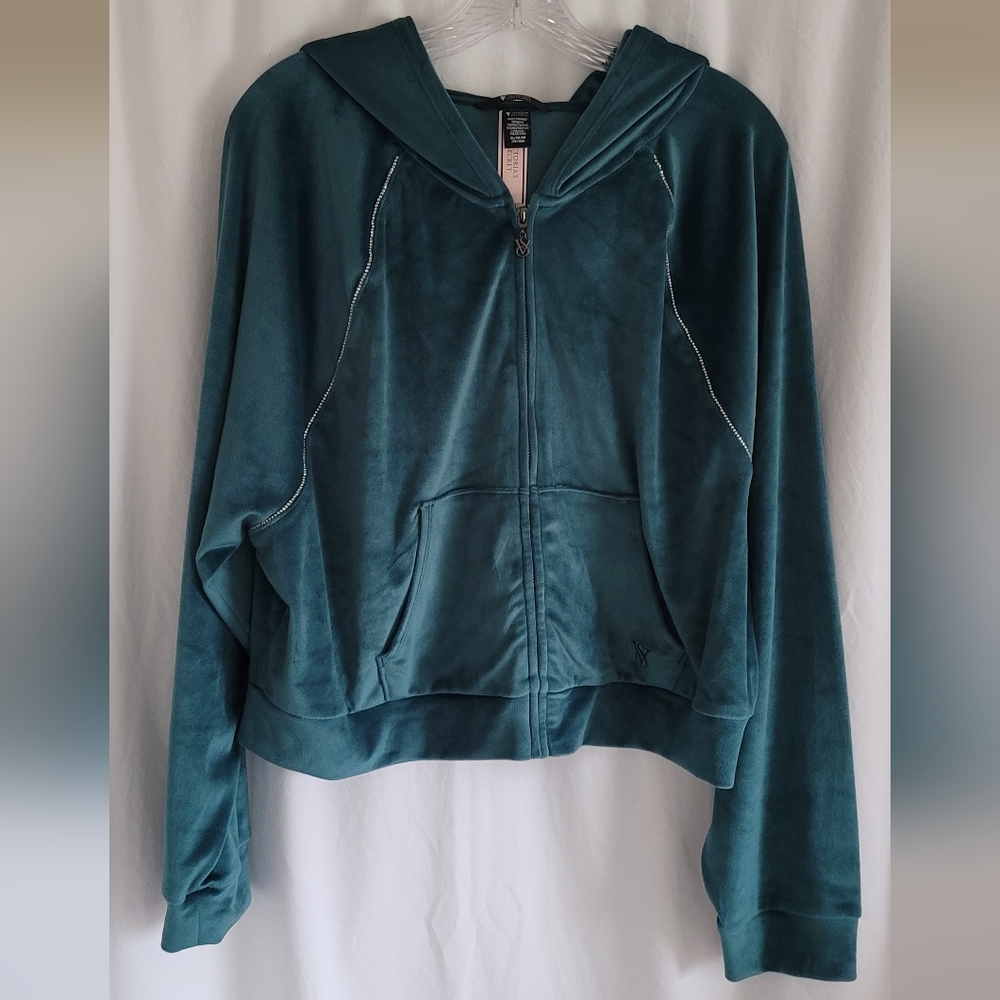 Victoria's Secret Diamante Velour Zip Up Hoodie 2 Piece Set